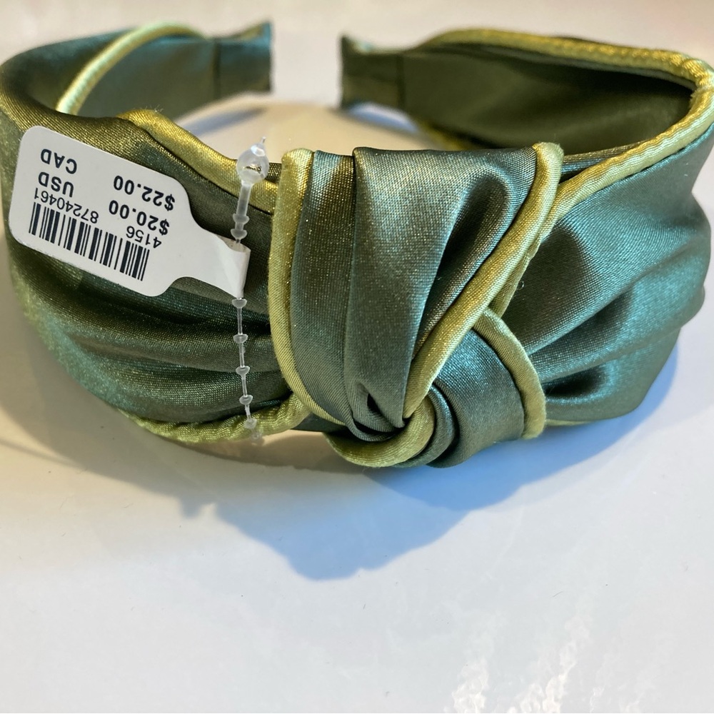 Anthropologie knot satin headband (green new)